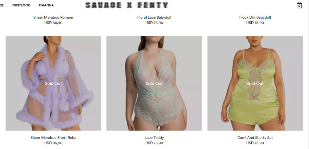 Site de compra Savage x Fenty 